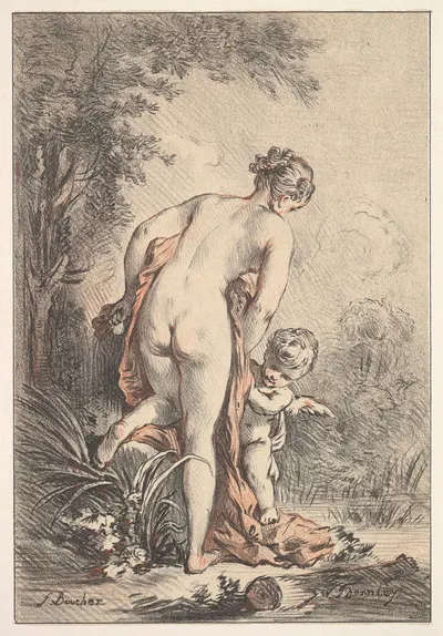 Woman With Drapery and a Putto by Жорж Уильям Торнли, 1881 — digital art print download