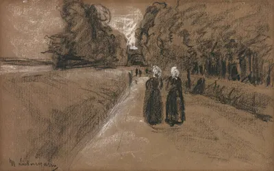 Two Women On An Alley Along The Zuiderzee by Макс Либерман — digital art print download
