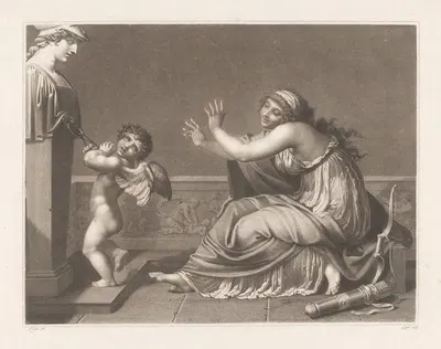 Cupid kept in check by reason by Жак Луи Копия, 1774-1799 — digital art print download