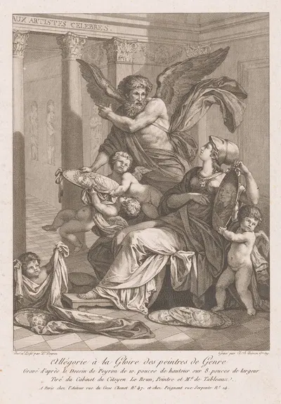 Allegory of genre painters by Jean Antoine Pierron, 1791 — digital art print download