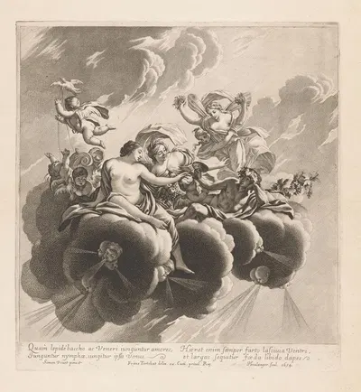 Bacchus with Venus, Amor and Ceres by Жан Буланже, 1654 — digital art print download