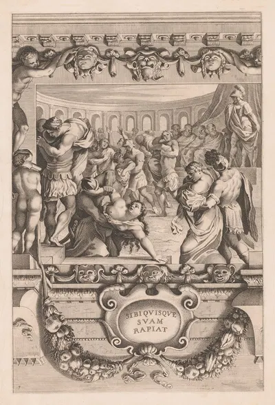 Rape of the Sabine Women by Жан Буланже, 1659 — digital art print download