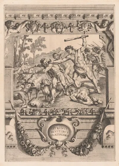 Remus fights the thieves who steal his flock by Жан Буланже, 1659 — digital art print download