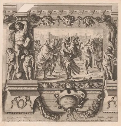 Romulus dedicates the spoils of the defeated king Acron to Jupiter by Жан Буланже, 1659 — digital art print download