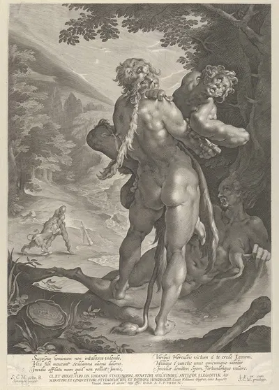 Hercules and Antaeus by Лукас Килиан, 1610 — digital art print download