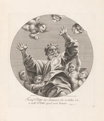 God surrounded by putti by Николас Дорини, 1695 — digital art print download