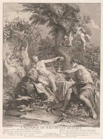 Covenant between Bacchus and Venus by Simon François Ravenet, 1740 — digital art print download