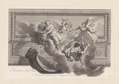 The ceiling paintings in the Grande Galerie at Versailles by Симон Франсуа Равене, 1726-1752 — digital art print download