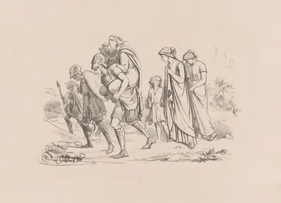 Aeneas flees Troy with his family by Виллемус Петрюс ван Гелдорп, 1873 — digital art print download