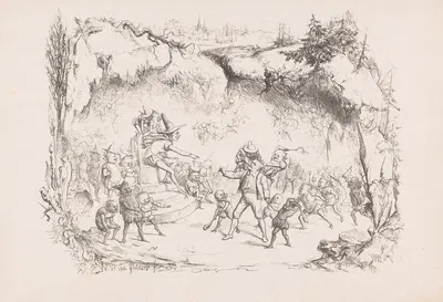 Gabriel Grub punished by gnomes and thrown into the abyss by Wilhelmus Petrus van Geldorp, 1872 — digital art print download