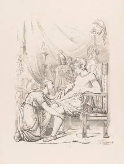 Priam asks Achilles for the body of Hector by Виллемус Петрюс ван Гелдорп, 1870 — digital art print download