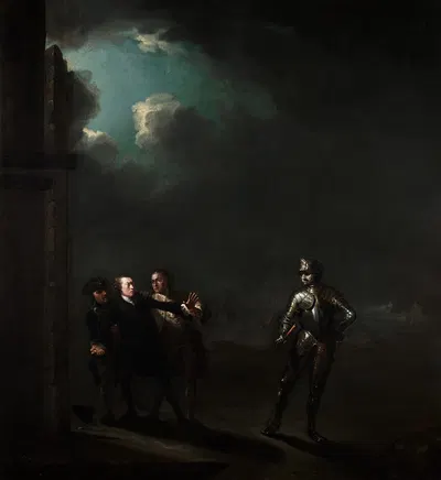 William Powell as Hamlet encountering the Ghost by Бенджамин Уилсон, 1768-1769 — digital art print download