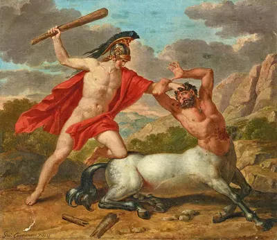 Hercules slays a centaur by Джузеппе Каммарано, 1835 — digital art print download