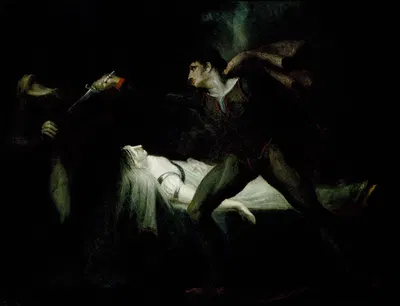 Romeo stabs Paris at the bier of Juliet by Henry Fuseli, 1809 — digital art print download