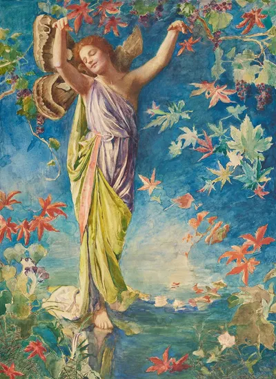 Autumn Scattering Leaves by Джон Ла Фардж — digital art print download