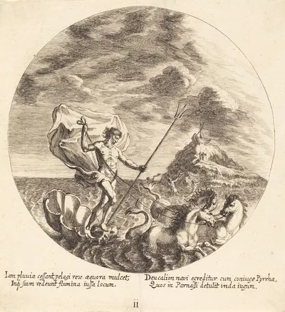Deucalion and Pyrrha Land on Parnassus by Георг Андреас Вольфганг Старший, 1665 — digital art print download