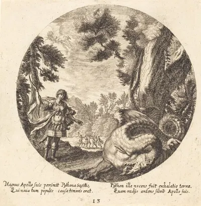 Apollo Killing the Python by Георг Андреас Вольфганг Старший, 1665 — digital art print download