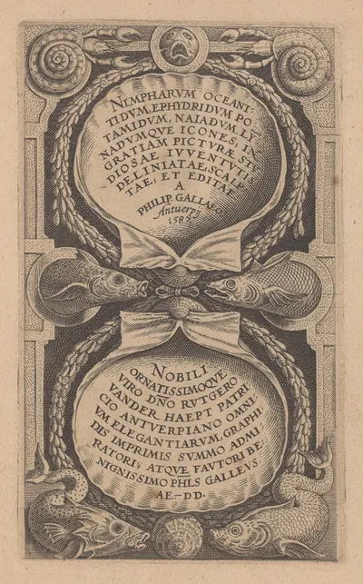 Nimpharum oceanitidum, ephydridum potamidum, naiadum, lynadumque icones – title page by Филипп Галле, 1587 — digital art…