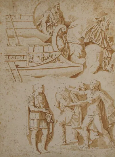 Studies of Details from Trajan's Column by Николя Пуссен — digital art print download