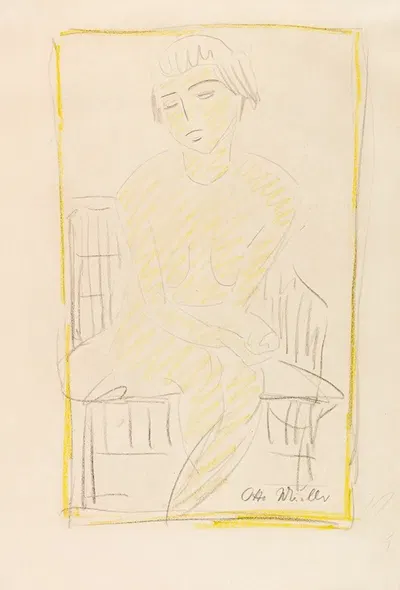 Auf dem Stuhl sitzender Mädchenakt by Отто Мюллер, 1929 — digital art print download