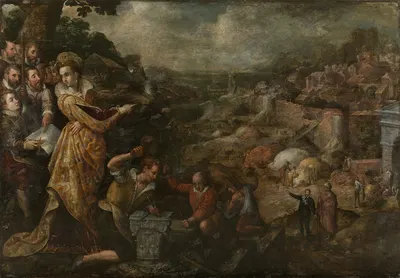 Koningin Dido beveelt het opbouwen van Carthago by Гиллис Койне, 1583 — digital art print download