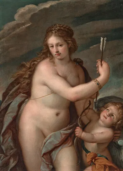 Cupid disarmed by Venus by Джузеппе Нуволоне — digital art print download