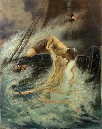 The Kiss in the Waves by Густав Вертхаймер — digital art print download
