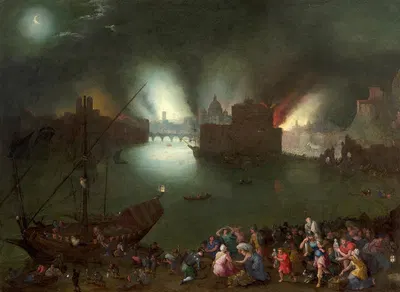 Aeneas rescuing his father from the burning Troy by Ян Брейгель Старший, 1593 — digital art print download