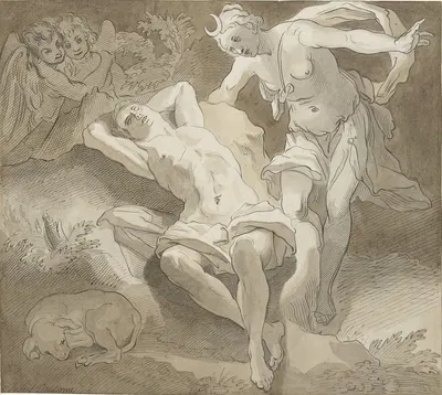 Selene en Endymion by Кристиаан Йоси, 1791 — digital art print download