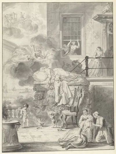 Dido's dood by Cornelis Troost, 1755-1758 — digital art print download