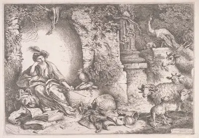 Circe Changing Ulysses' Men to Beasts by Джованни Бенедетто Кастильоне — digital art print download
