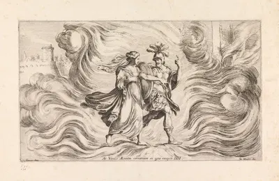 Venus saving Aeneas (At Venus Aeneam certantem ex igne recepit) by Джузеппе Мария Мителли, 1663 — digital art print download