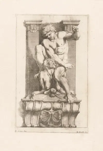 Man subdues a harpy by Джузеппе Мария Мителли, 1663 — digital art print download