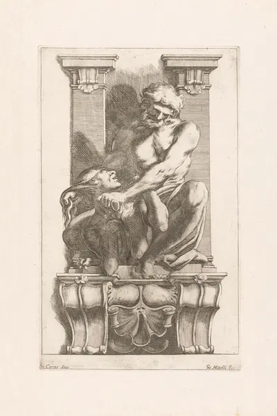 Man subdues a harpy by Джузеппе Мария Мителли, 1663 — digital art print download