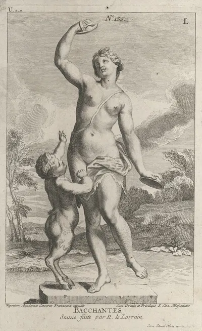 Bacchante en een sater by Якоб Вагнер, 1724 — digital art print download
