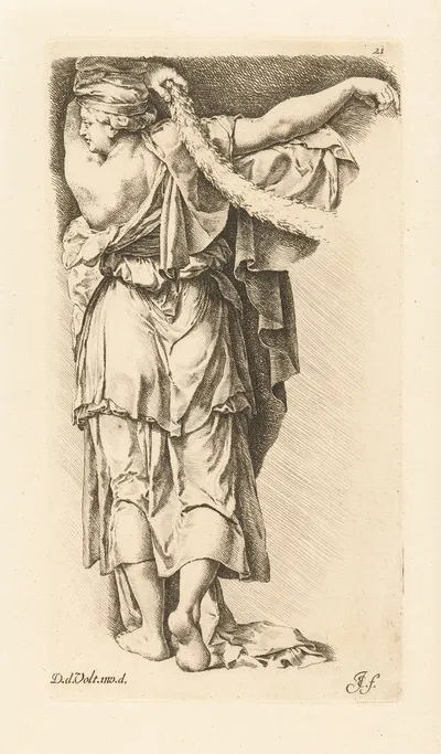 Caryatid seen from her back by Jan de Bisschop, 1666-1671 — digital art print download