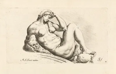 Night lying on a stone arch by Jan de Bisschop, 1666-1671 — digital art print download