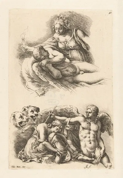 Two scenes from the story of Cupid and Psyche by Jan de Bisschop, 1666-1671 — digital art print download