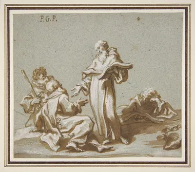 Scene with Four Figures of Monks Discoursing by Paolo Gerolamo Piola, 1666–1724 — digital art print download