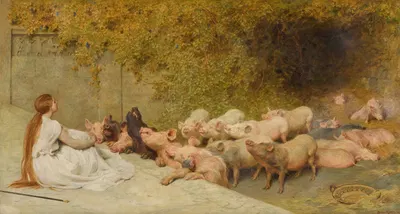 Circe and the Friends of Ulysses by Briton Riviere, 1871 — digital art print download