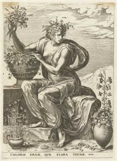 Flora by Cornelis Cort, 1564 — digital art print download