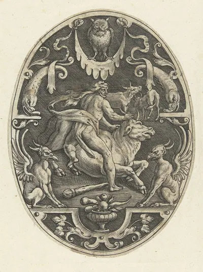 Hercules captures the Cretan bull by Gerard de Jode, 1519-1591 — digital art print download