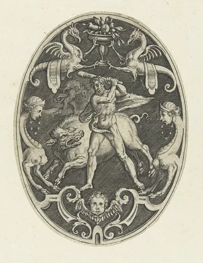 Hercules captures the Erymanthian boar by Gerard de Jode, 1519-1591 — digital art print download
