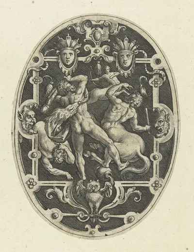 Hercules fighting the centaurs by Gerard de Jode, 1519-1591 — digital art print download