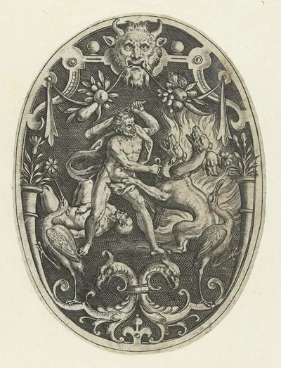 Hercules kills the monster Geryon by Gerard de Jode, 1519-1591 — digital art print download