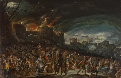 The burning of Troy by Гиллис Мостаерт Старший — digital art print download