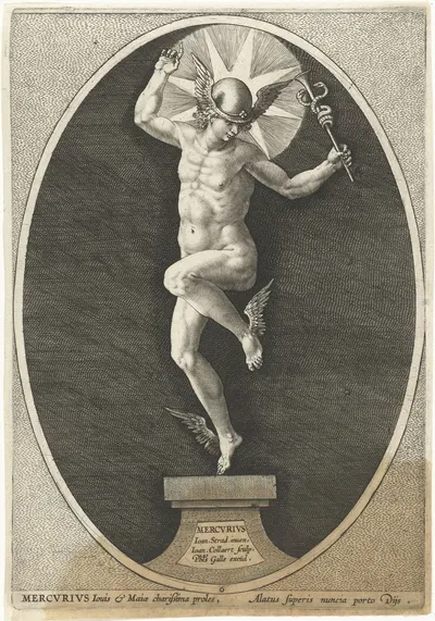 Mercury by Jan Collaert II, 1585-1628 — digital art print download