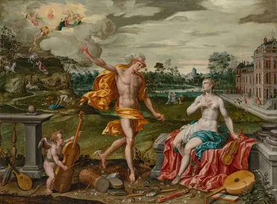 An Allegory with Mercury and Erato by Антверпенская школа — digital art print download