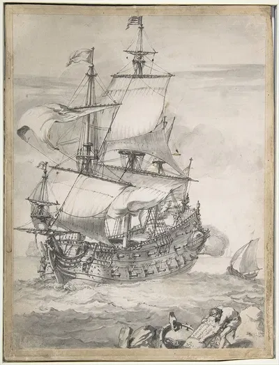A Frigate at Sea by Pierre Puget — digital art print download