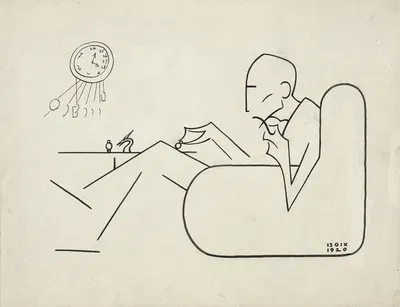 Caricature of Marcel Duchamp by Richard Boix, 1920 — digital art print download